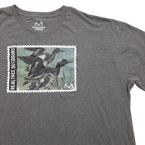 Realtree Duck Stamp Waterfowl Hunting Graphic T-Shirt Gray Mens 3XL XXXL
